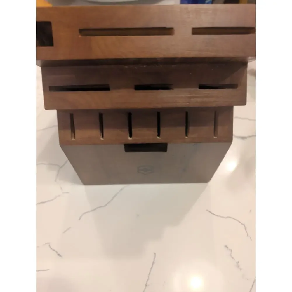 Victorinox Swiss Army Wooden Knife Block Empty 11 Slot Dark Wood Storage Holder